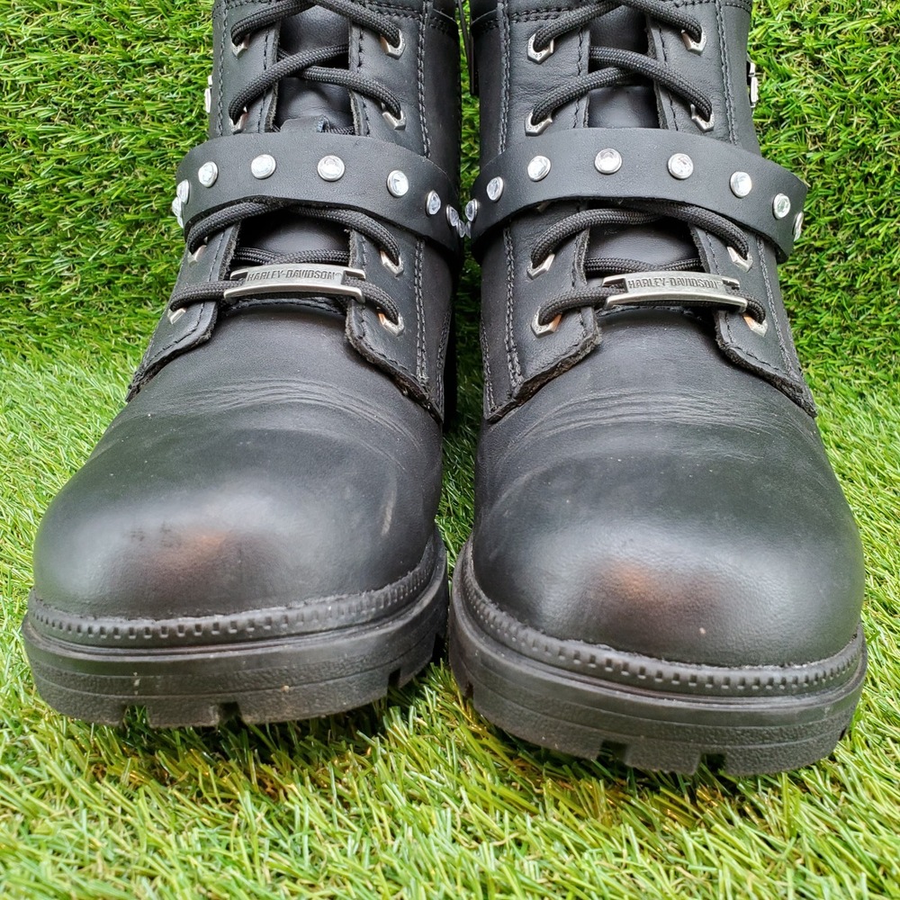 Harley-Davidson Tegan Glam SIZE 9 Women's Leather Motorcycle Boots Black Studded - Picture 7 of 9
